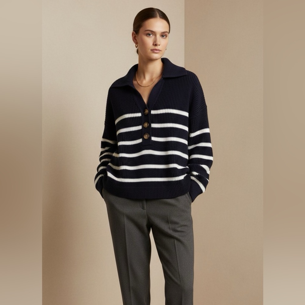 Rachel Zoe S oversized nautical striped coastal preppy grandpa cardigan sweater